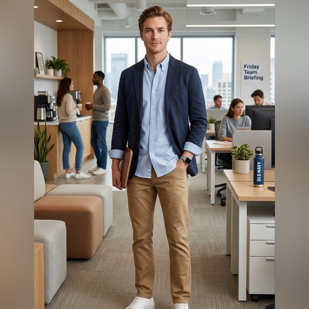 Old Navy Slim Built-In Flex Chino Pants Classic Khaki 34x30 Preppy Minimalist